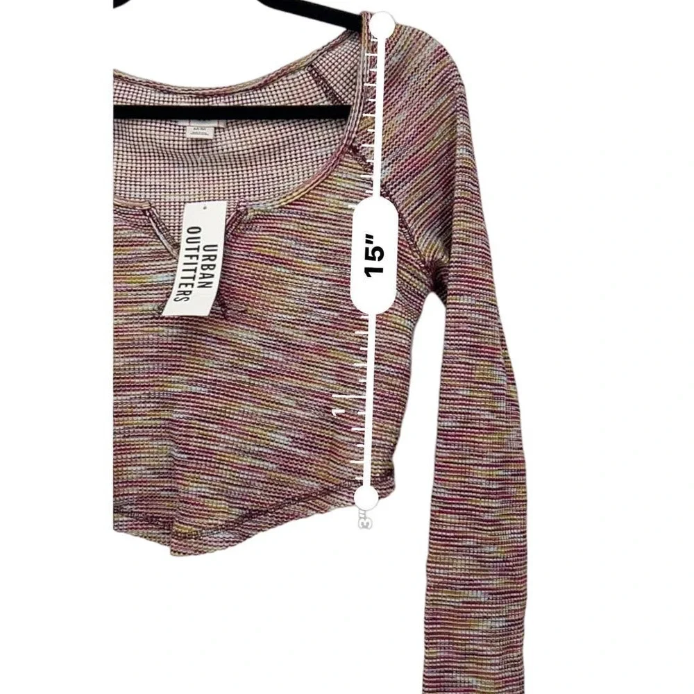 BDG Cropped Multi Color Striped Long Sleeve Size Med New with Tags - Picture 6 of 8